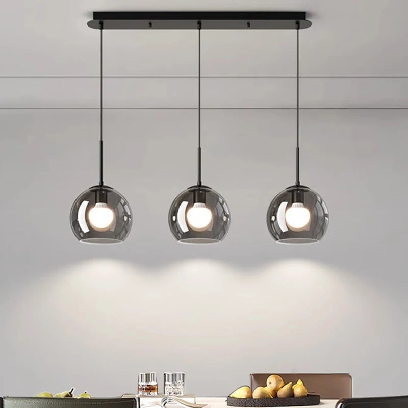 Modern Glass Ironware Pendant Chandelier 3-4 Heads 30-40W Dimmable Remote AC 90-265V