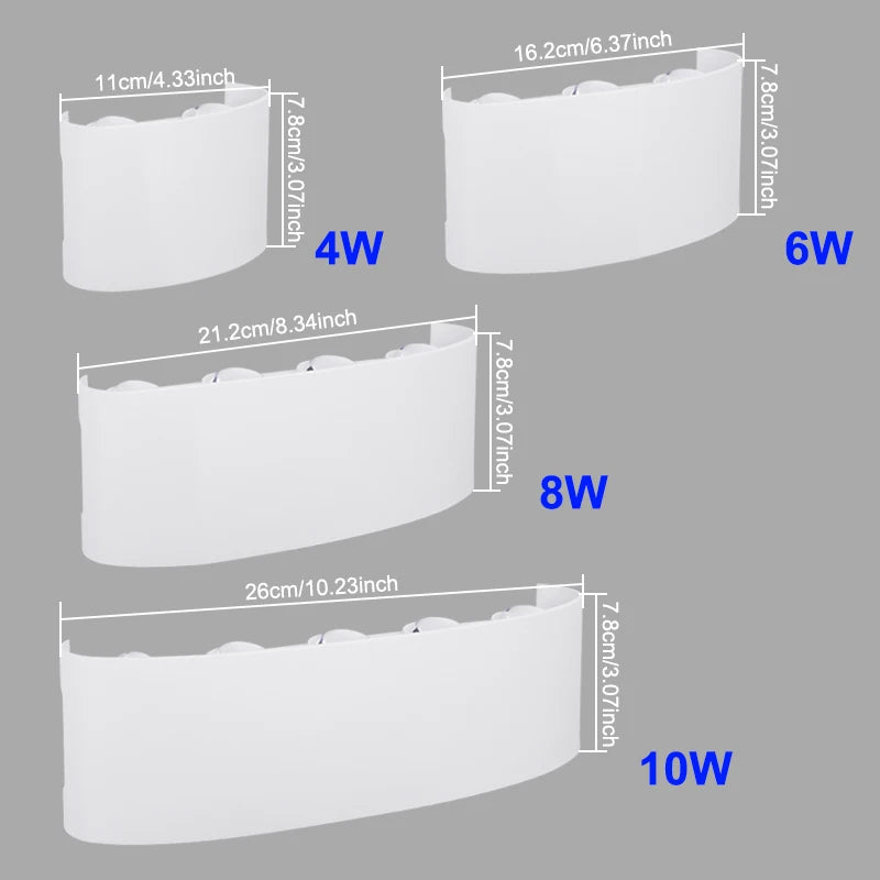 LED Outdoor Wall Light IP65 Waterproof 4W 6W 8W 10W Garden Porch Lamp AC85-265V