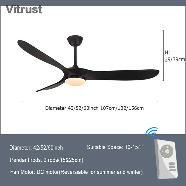 Modern Wooden Ceiling Fan Remote Control Light