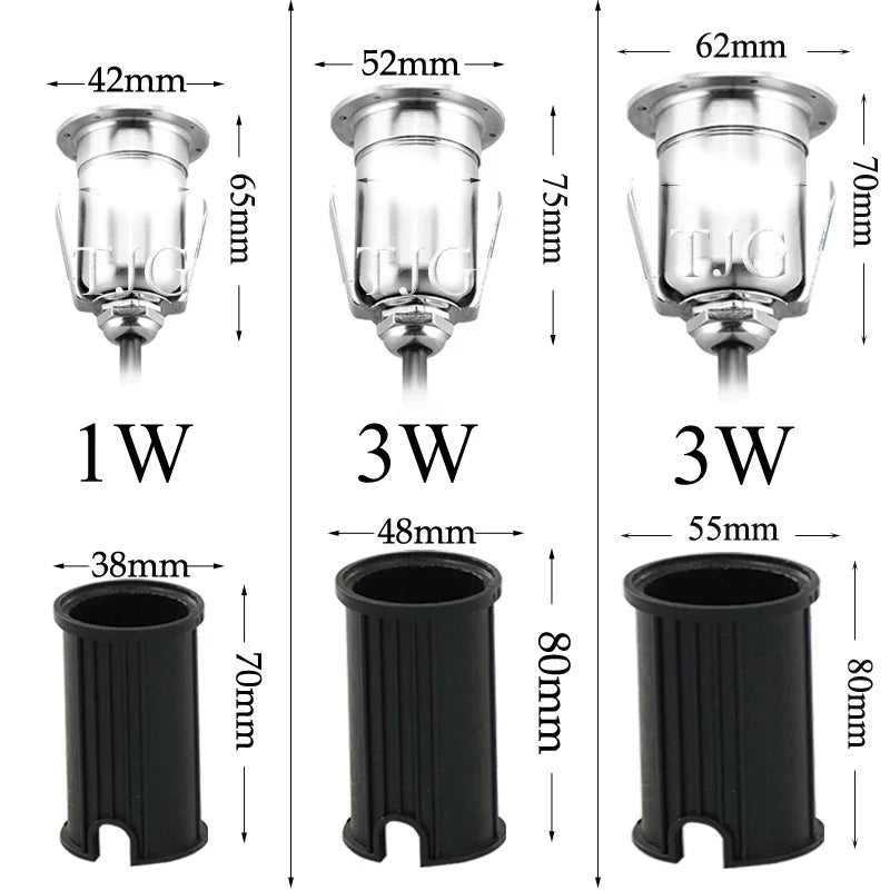 IP67 Waterproof LED Underground Ground Spotlight 1W 3W AC 85-265V DC 12V Garden Step