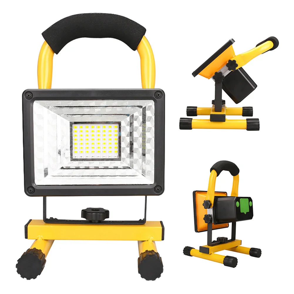 60W Rechargeable Portable COB LED Work Light 3000lm IP65 3-Mode Emergency 360° Floodlight