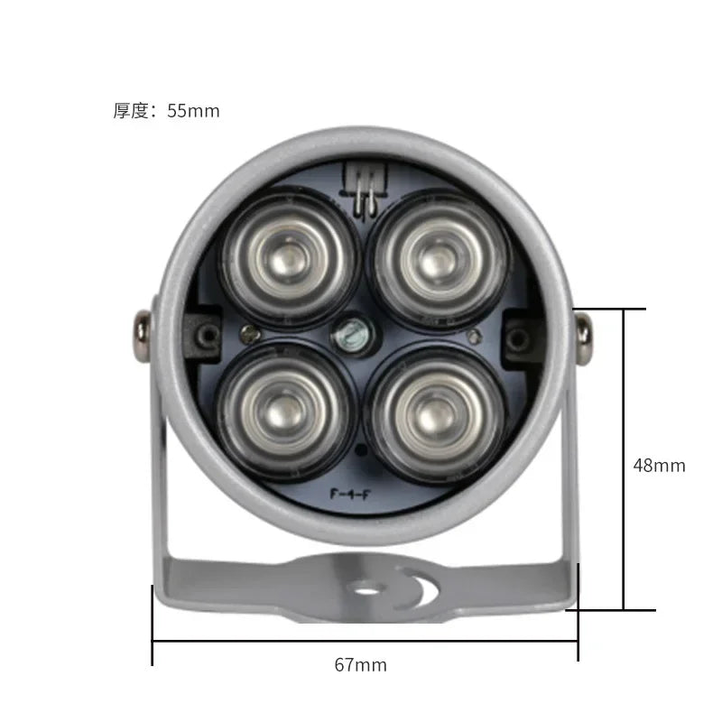 4-Array IR LED Illuminator CCTV Night Vision 10-40m Auto Sensor DC 12V Waterproof 60x55x75mm