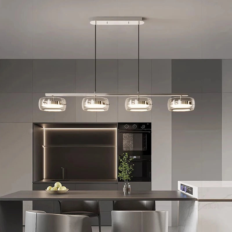 Nordic Multi-Head Glass Pendant Lamp 3 4 5 6 Heads 45-90W 3-Color Switchable AC 90-265V