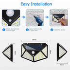 Solar LED Outdoor Wall Light 100 LED PIR Motion Sensor IP65 Waterproof 4-Mode Garden