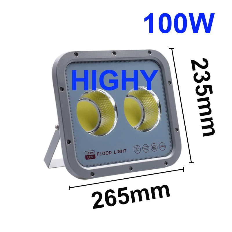 COB LED Flood Light 50W 100W 150W 200W IP65 90° AC 110-240V Warm Cool White Aluminum
