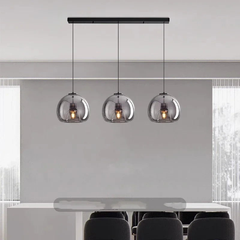 Modern Glass Ironware LED Pendant Chandelier 1 3 5 Heads 9-45W 3-Mode AC 90-240V