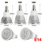 9W 12W 15W Multi-Chip LED Spotlight GU10 E27 E14 MR16 CRI 80+ 45-60° AC 85-265V 3-Color