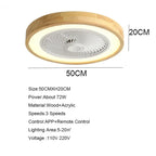 Nordic Wood LED Ceiling Fan 50cm 72W 6-Speed 3-CCT App Remote AC 110-220V 4.2kg