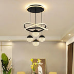 Modern LED Chandelier Iron Acrylic Semi Flush Mount 400mm Up and Down Shadeless AC 110-260V Black Gold Dining Room Living Room