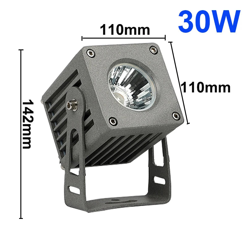 IP65 COB LED Flood Light 15W 20W 30W 40W CRI 92 Brushed Aluminum AC 85-260V or DC 24V Warm White Cool White Outdoor Landscape Spotlight