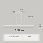 Nordic Long LED Pendant Light Iron 80cm 100cm 120cm 150cm Black White Kitchen Island 90-260V