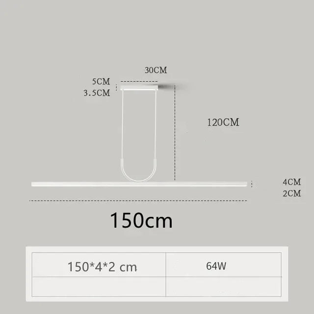 Nordic Long LED Pendant Light Iron 80cm 100cm 120cm 150cm Black White Kitchen Island 90-260V