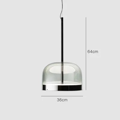 Modern Glass Pendant Light Smoky Gray Gold Knob Dimmable AC 90-260V Dining Room Bedroom