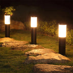 Solar LED Garden Post Lawn Light IP65 Stainless Steel PP 600mAh NiMH 8 to 15 Hour Runtime 43cm Pathway Courtyard Driveway Silver