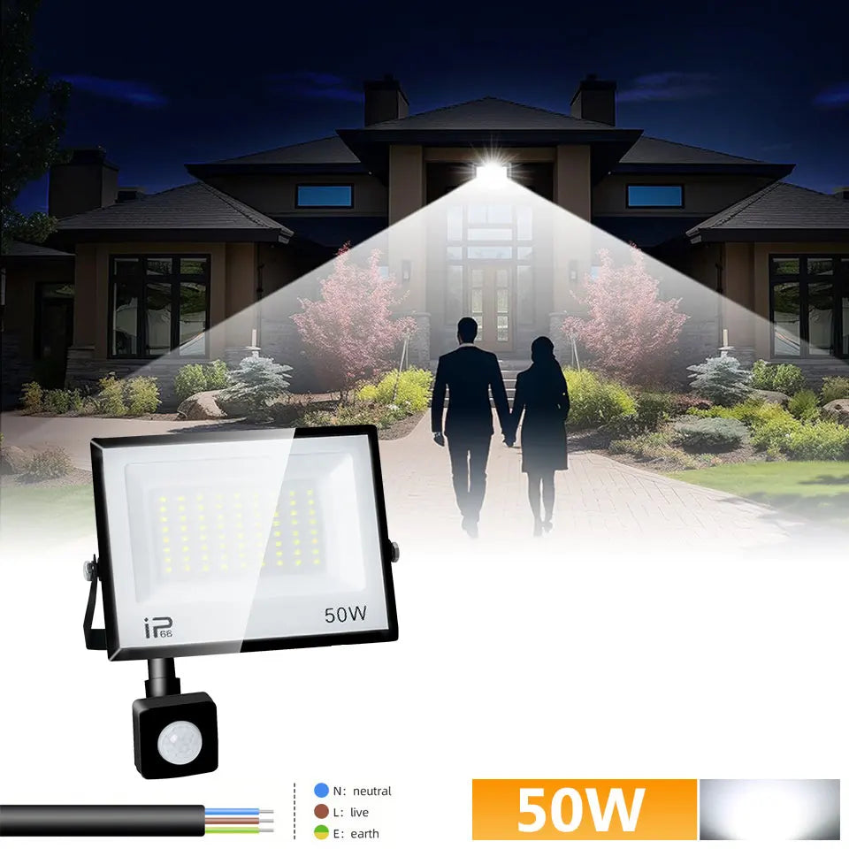 IP66 PIR Motion Sensor LED Flood Light 20W 30W 50W 70W 100W 150W 200W 300W Die Cast Aluminum 120 Degree AC 100-130V or 175-265V Garden