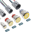 IP65 Waterproof Metal Push Button Switch 12mm 16mm 19mm 22mm 3A Copper LED Indicator 12V 24V Momentary Flat Circular Panel Mount