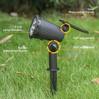 Solar LED Spotlight IP65 Waterproof 9 LED RGB 3 Lighting Modes 180 Degree Adjustable ABS Stake or Wall Mount Garden Yard Landscape
