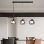 Modern Glass Ironware Pendant Chandelier 3-4 Heads 30-40W Dimmable Remote AC 90-265V