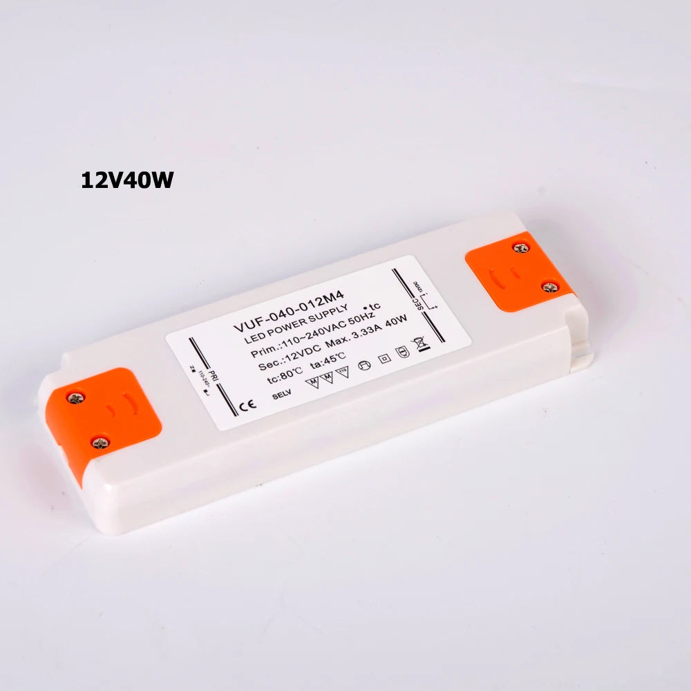 Ultra-Slim LED Driver Transformer 6W 12W 15W 20W 30W 50W 60W AC 110-240V to DC 12V 24V