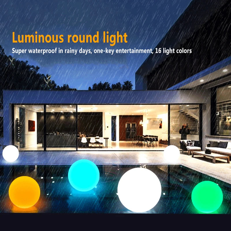 Solar LED RGB Floating Ball Light 16 Colors 4 Modes Remote Control IP65 LLDPE Plastic 20cm 25cm 30cm Pool Garden Outdoor