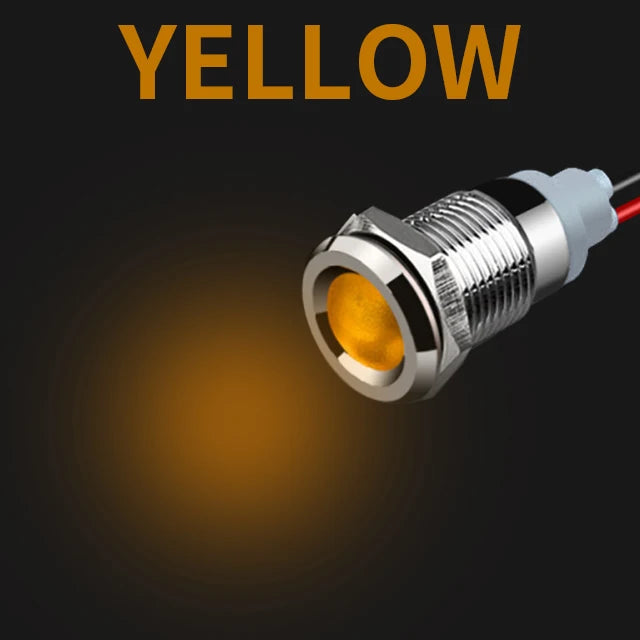 Metal LED Indicator Pilot Light Nickel Plated Brass 6mm 8mm 10mm 12mm 14mm 16mm 19mm 22mm IP65 Waterproof Panel Mount