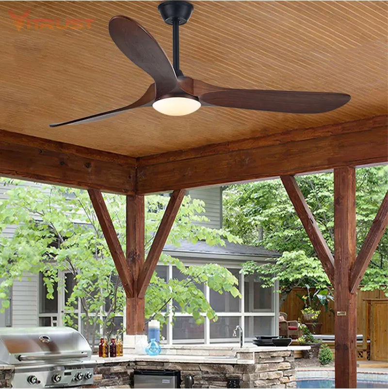 Modern Wooden Ceiling Fan Remote Control Light