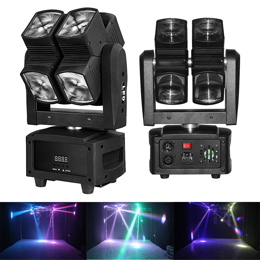 100W RGBW Moving Head Stage Light 8x10W 4-in-1 DMX 10/21CH 360° AC 90-240V 3.75kg