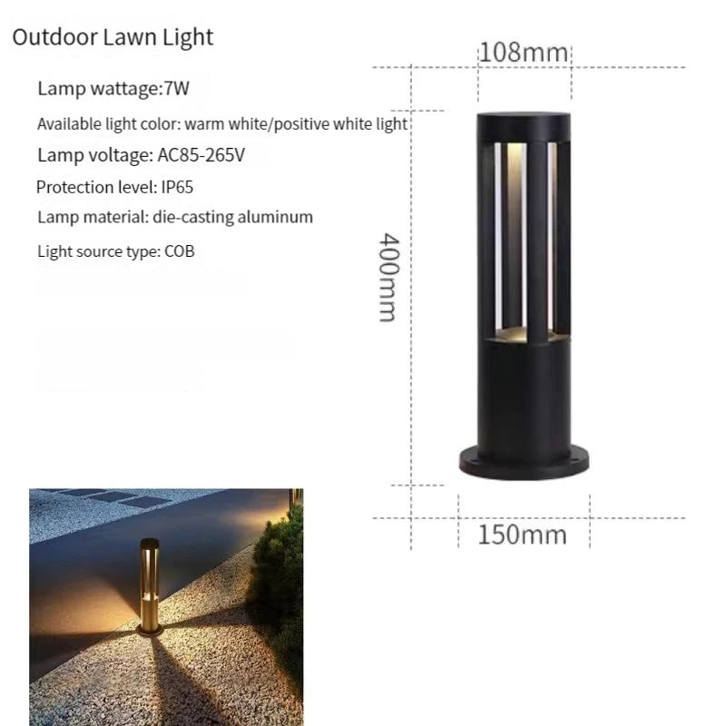 IP65 LED Garden Lawn Lamp 7W 10W 12W Die-Cast Aluminum AC 110-220V Warm Natural Cool White