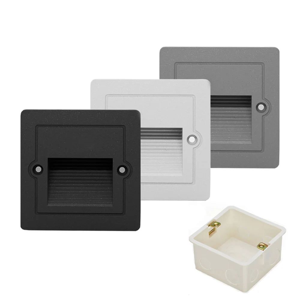 3W IP65 LED Recessed Stair Step Light AC 100-240V Sand White Black Gray 50,000hr Wall Lamp