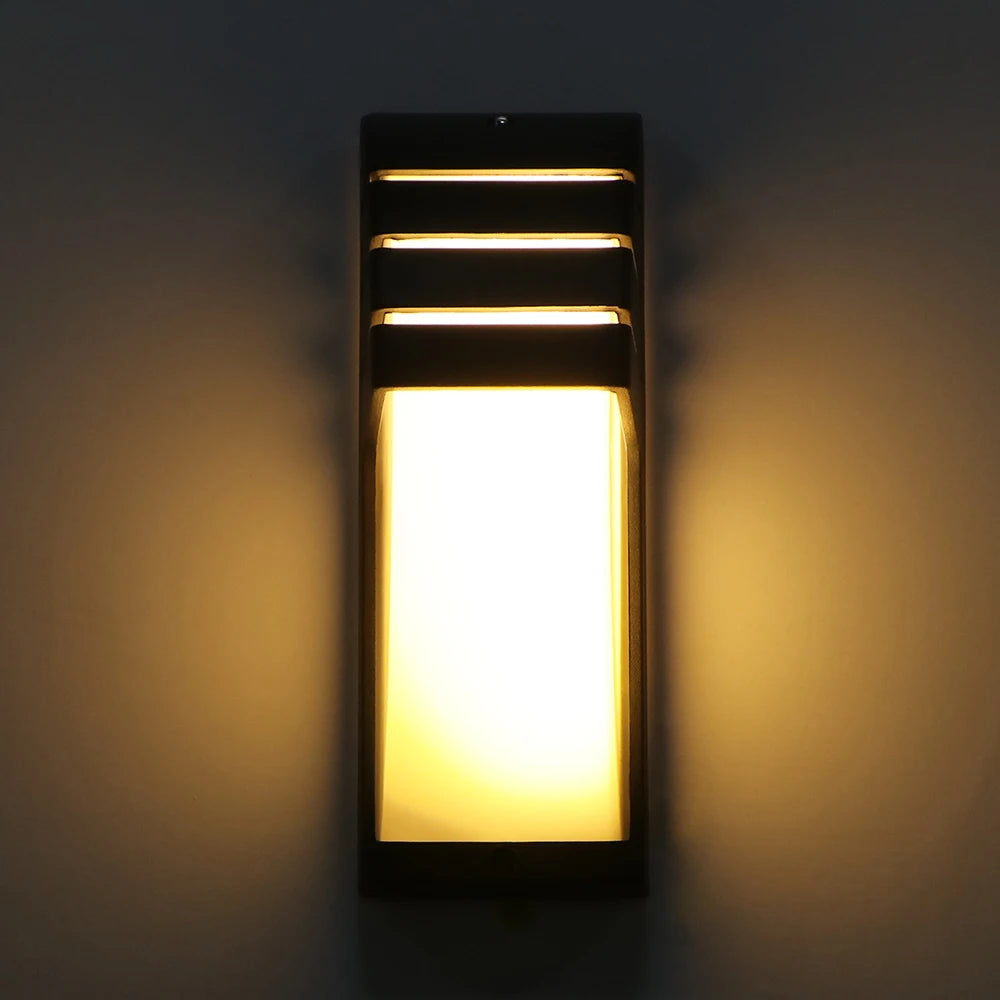 IP65 LED Outdoor Wall Lamp 12W Die Cast Aluminum Polycarbonate Baked Finish AC 85-265V 6 Color Options Porch Garden Corridor Balcony