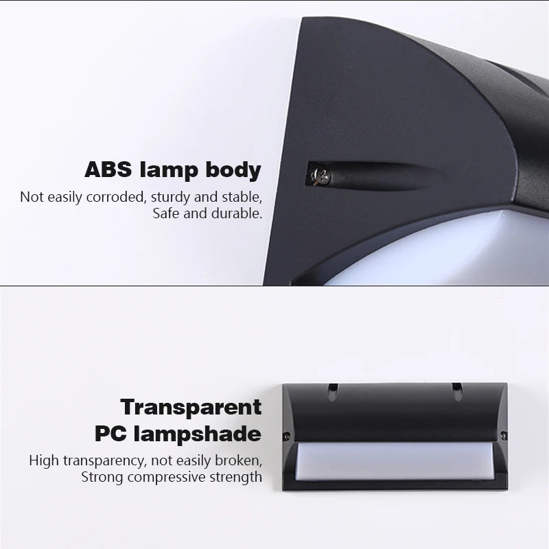 20W IP65 LED Outdoor Wall Lamp Radar Motion Sensor 3-6m AC 85-265V Black ABS Porch Garden
