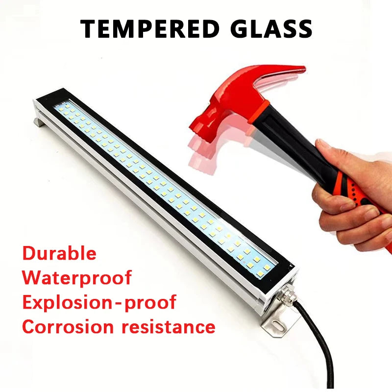 IP67 LED Machine Tool Work Light 5W 10W 12W 15W Aluminum Glass Waterproof Oil Proof AC 110-220V or DC 24-36V CNC Lathe Workshop