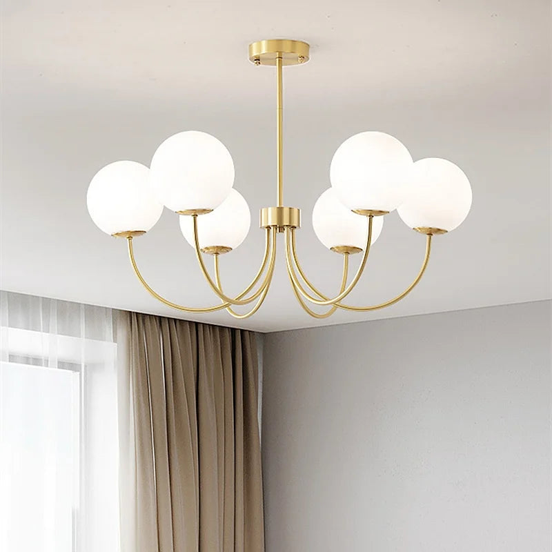 Modern LED Pendant Chandelier Iron Glass Brushed Stainless Plated Multi Head Touch Switch AC 90-260V Living Room Dining Room