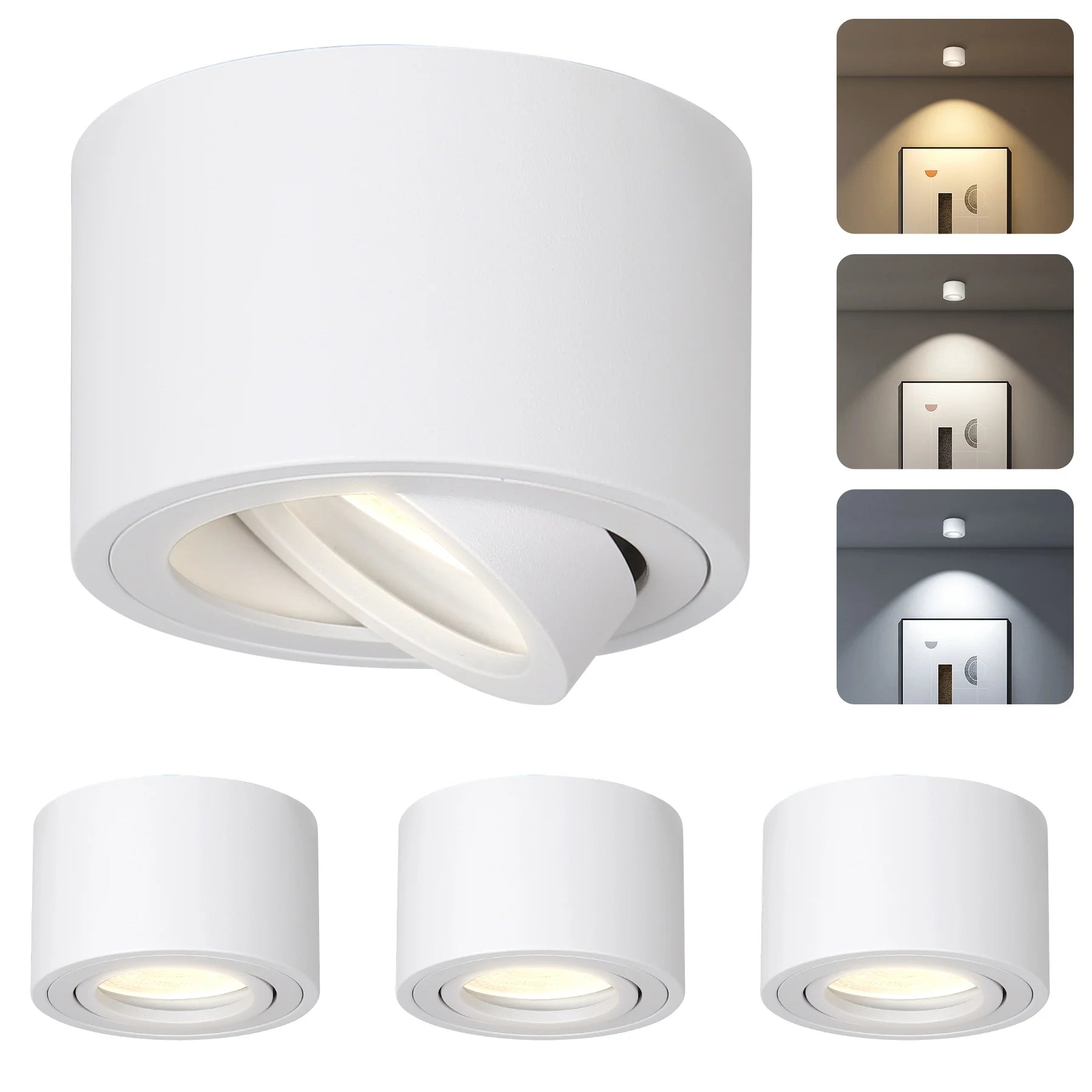 GU10 LED Surface Mounted Adjustable Ceiling Spotlight 30 Degree Rotation Aluminum AC 110-265V Black White Living Room Bedroom Kitchen