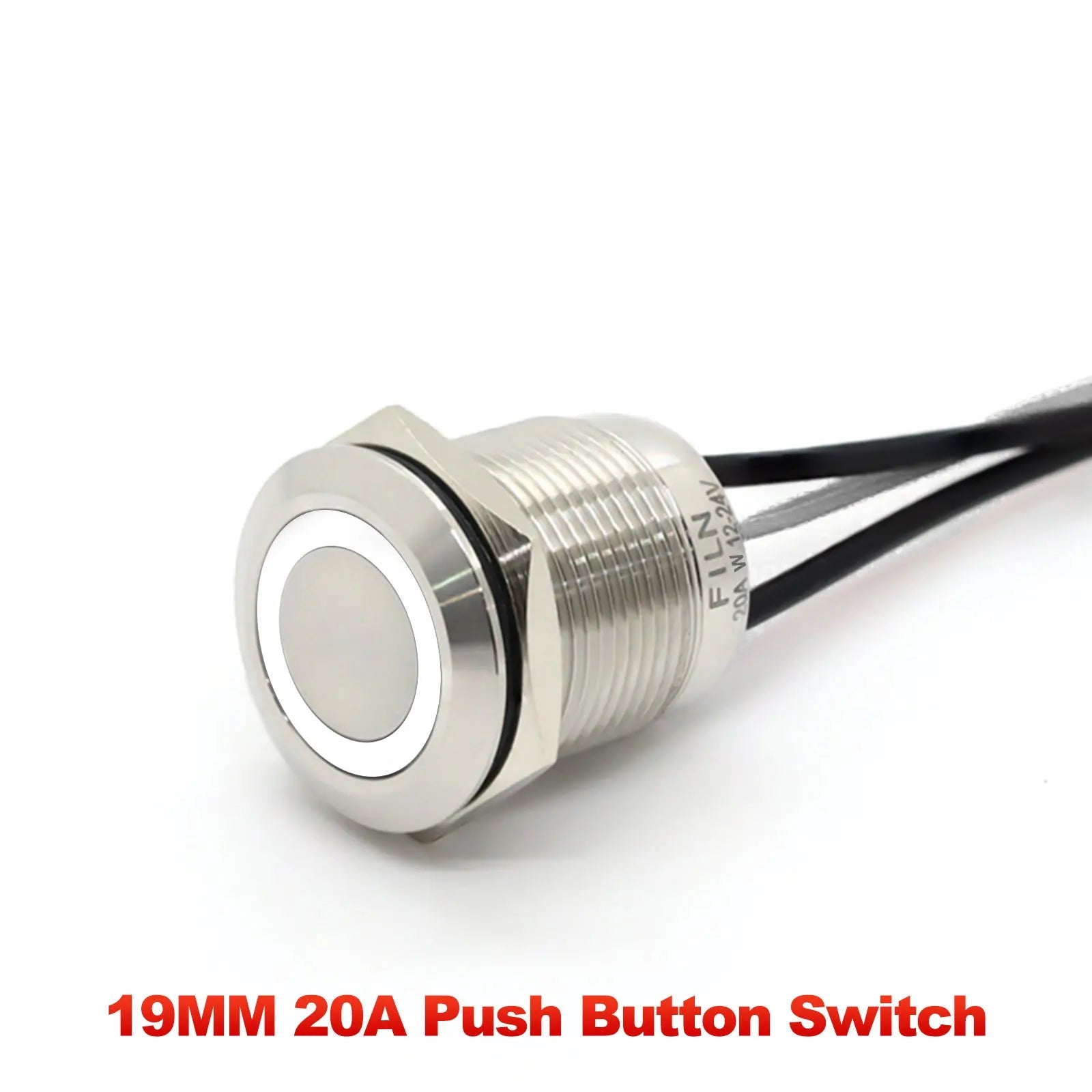 IP66 Waterproof Stainless Steel Push Button Switch 19mm 22mm 20A Momentary or Latching LED 12V 24V 110V 220V 20cm Wire 5 Colors