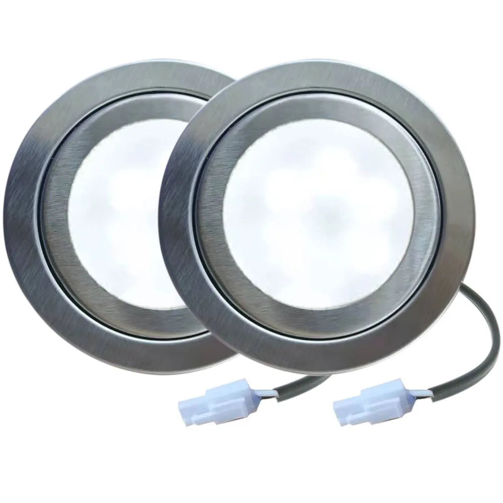DC 12V LED Range Hood Replacement Bulb 1.5W 200lm 120 Degree CRI 80 Stainless Steel Frosted Glass 60mm Cutout 2 Pack