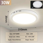 Ultra-Thin LED Surface Ceiling Light 10W 15W 20W 30W Square Round CRI 90+ AC 90-265V