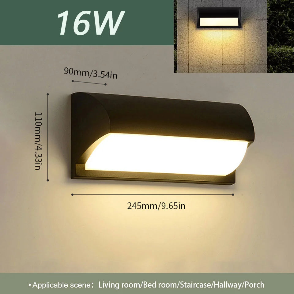 IP66 LED Outdoor Wall Light 16W 30W Radar Motion Sensor AC 85-265V Porch Garden Balcony