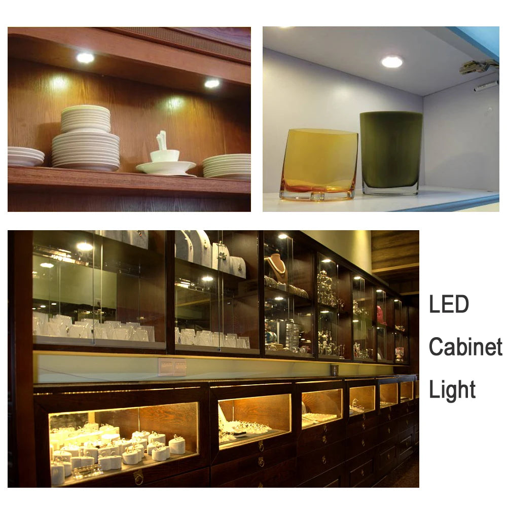 6-Pack 3W COB Mini LED Downlight Kit Dimmable 40-45mm Cutout 4m Cable AC 86-265V Remote