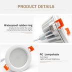 IP65 Waterproof COB LED Recessed Downlight 5W 7W 12W 15W CRI >90 Anti-Glare 85-265V