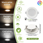 2-Pack LED Recessed Downlight 6W-24W 3-CCT AC 100-240V Ceiling Spot Warm Natural Cool White