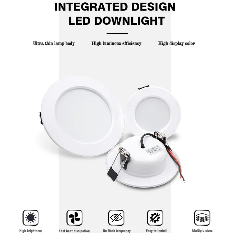 LED Recessed Downlight 5W 9W 12W 15W 18W Epistar DC12V DC24V AC110V 120° 4 Pack