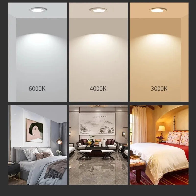 Dimmable Epistar LED Square Panel Downlight 12W 18W 24W 100lm/W 180° AC 110-240V Black White