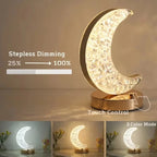 USB Rechargeable Touch Dimming LED Night Light Moon Star Acrylic Metal 3 Color Temperatures Stepless Dimming Bedroom Bedside