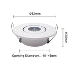 10-Pack 1W 3W Mini LED Recessed Spotlight 45° CRI 80+ IP52 D52mm AC 85-265V White Black Silver