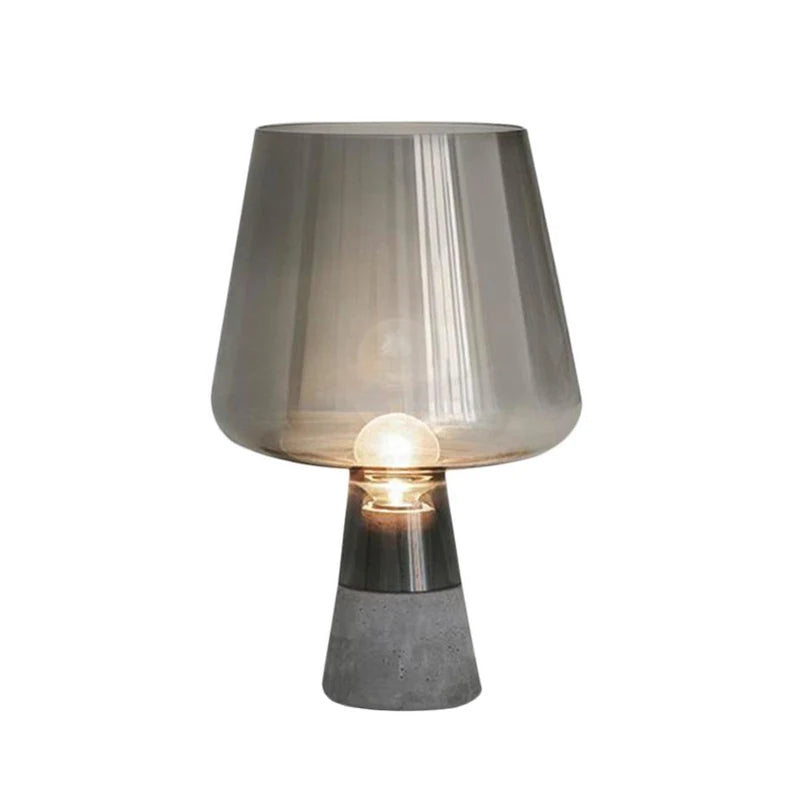 Cement Glass Table Lamp E14 D20cm H30cm Smoky Gray Amber AC 85-265V Bedside Desk Lamp