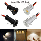 IP65 Mini LED Recessed Spotlight 0.5W DC 12V 50lm 30 or 120 Degree 10mm Cutout Dimmable Aluminum Silver Black Warm White Natural White Cool White