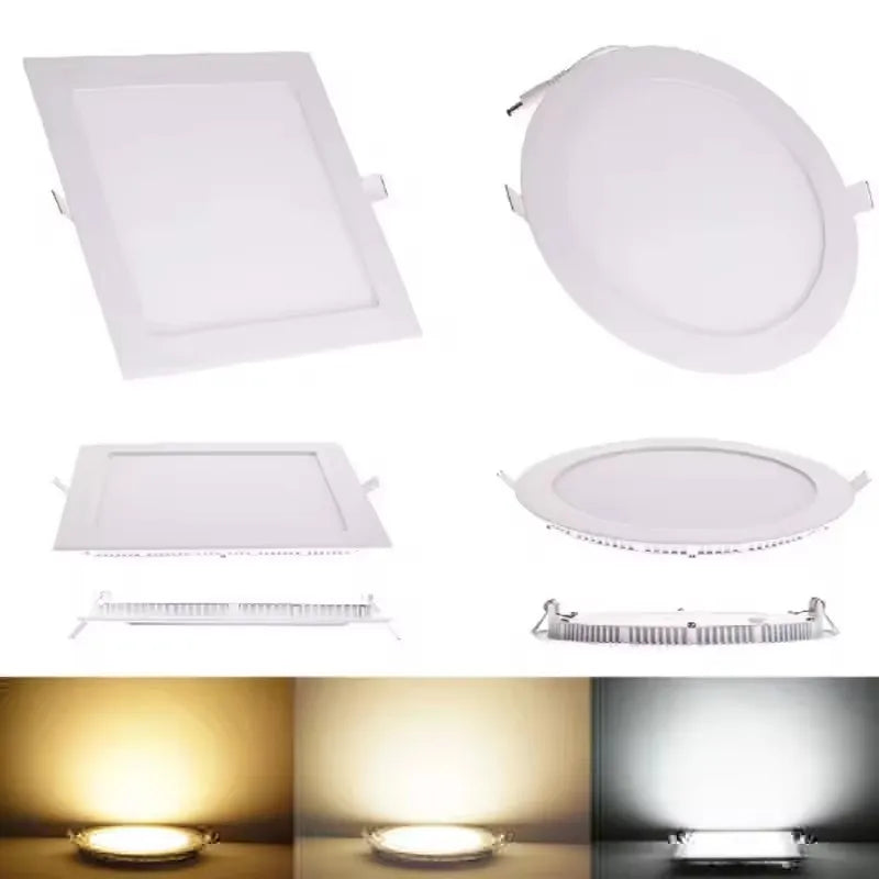 Ultra-Thin LED Recessed Panel Downlight 3W 4W 6W 9W 12W 15W 25W Round Square 85-265V