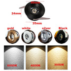 Dimmable Mini LED Recessed Downlight 1W 3W Polished Chrome Aluminum 35mm Cutout AC 85-265V Ceiling Spot Bedroom
