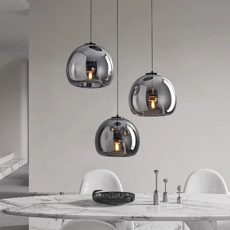 Modern Glass Ironware LED Pendant Chandelier 1 3 5 Heads 9-45W 3-Mode AC 90-240V